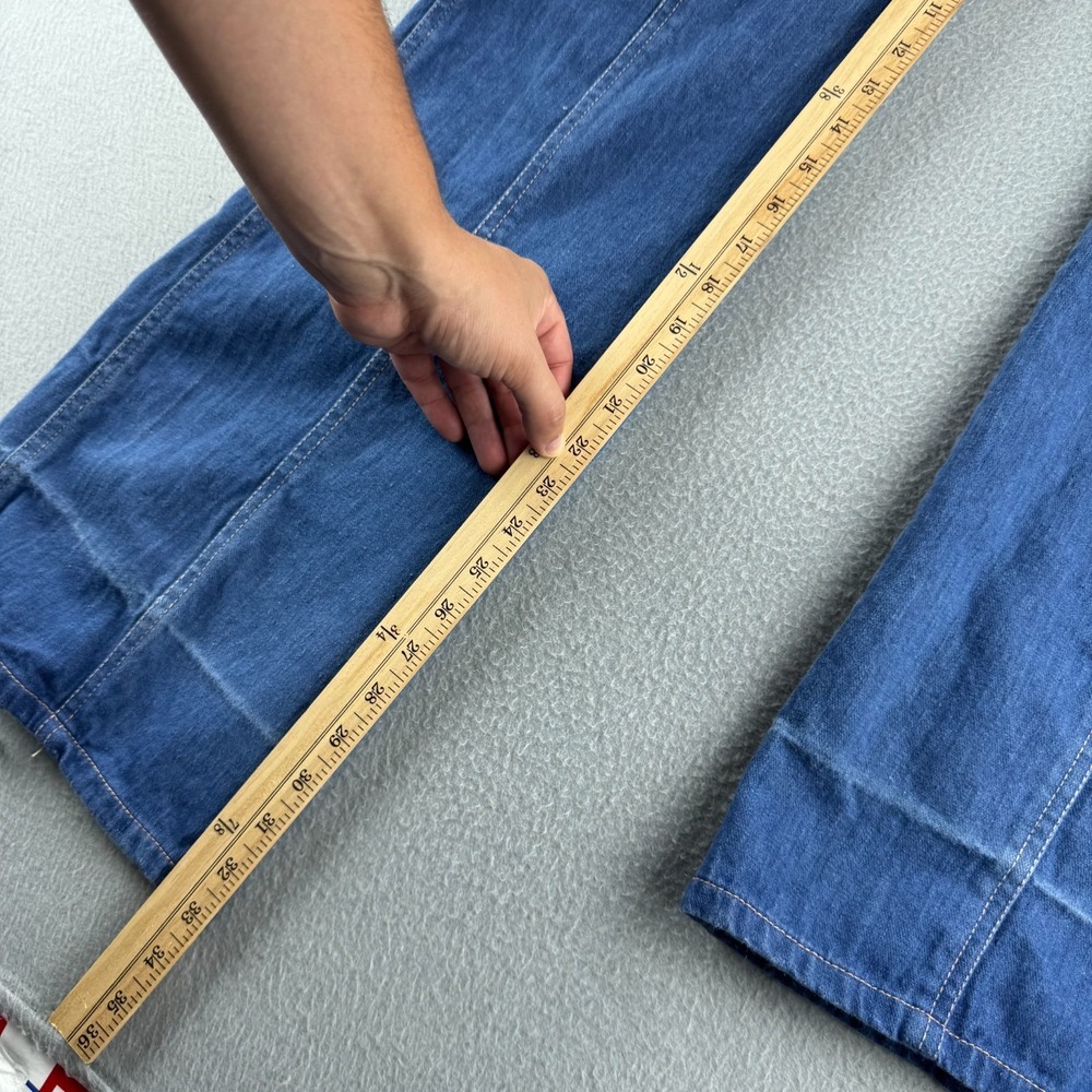 Vintage 70s Bell Bottom Jeans Womens 7/8 Fits 24x33 Blue Denim Flare - Picture 9 of 16